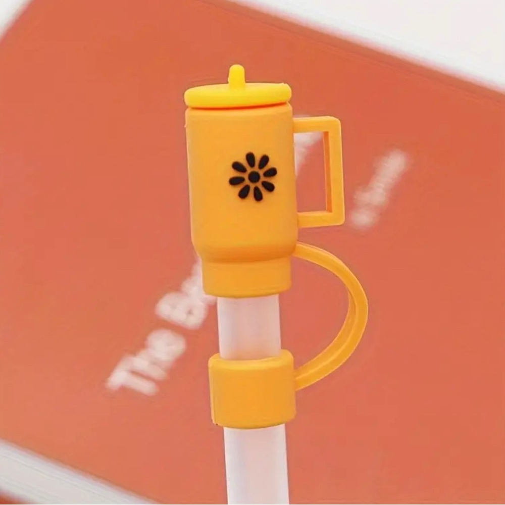 3 Yellow Silicone Straw Tip Cover - Reusable  For Glass & Plastic Straws